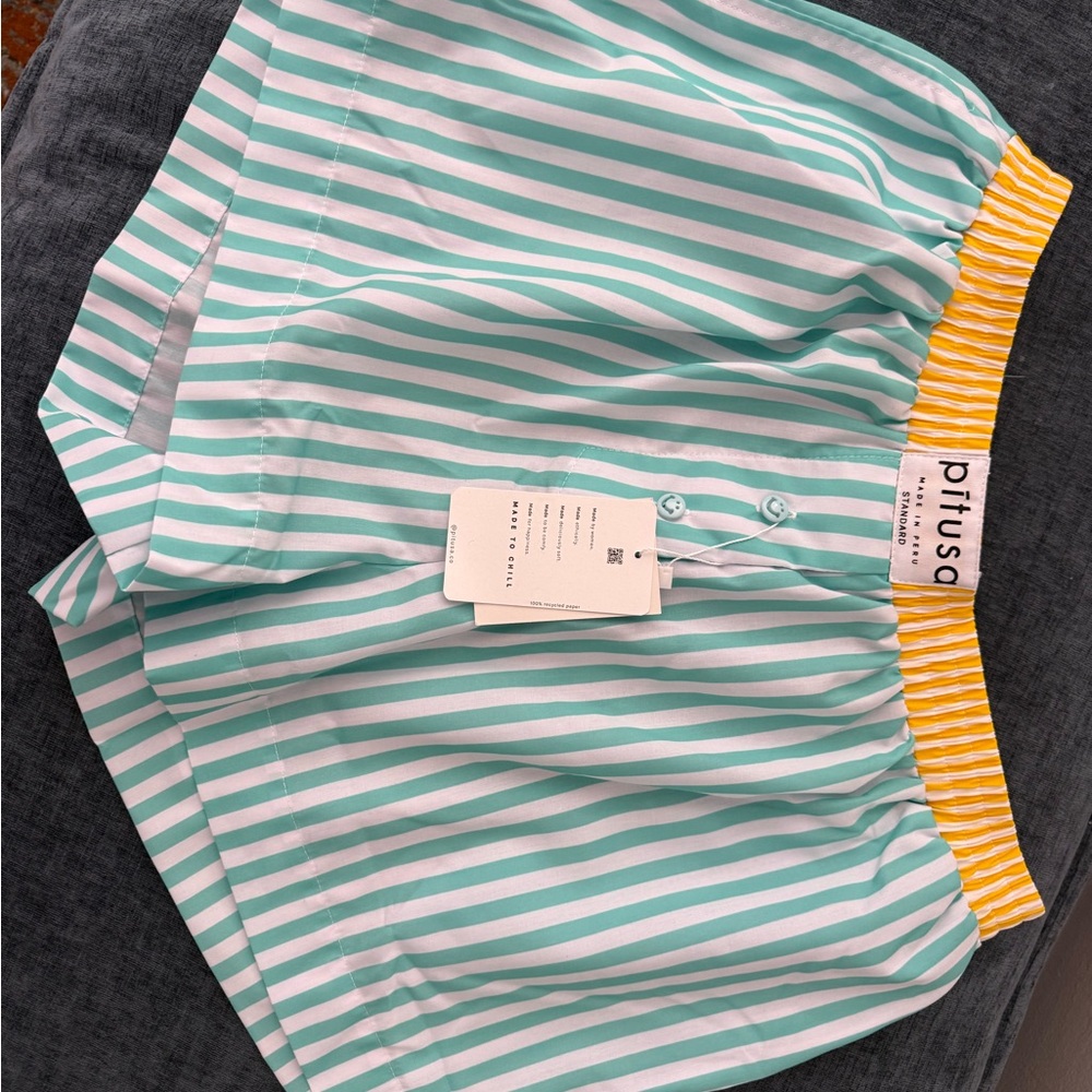 Pitusa Teal and White Striped Shirt